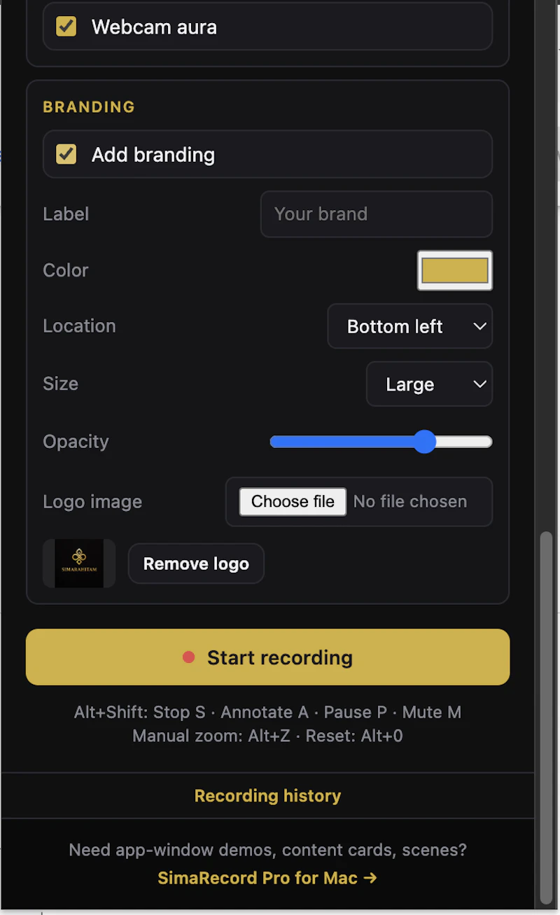 SimaRecord for Chrome screenshot 3