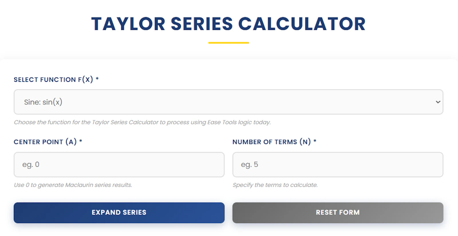 Taylor Series Calculator | Ease Tools screenshot 1