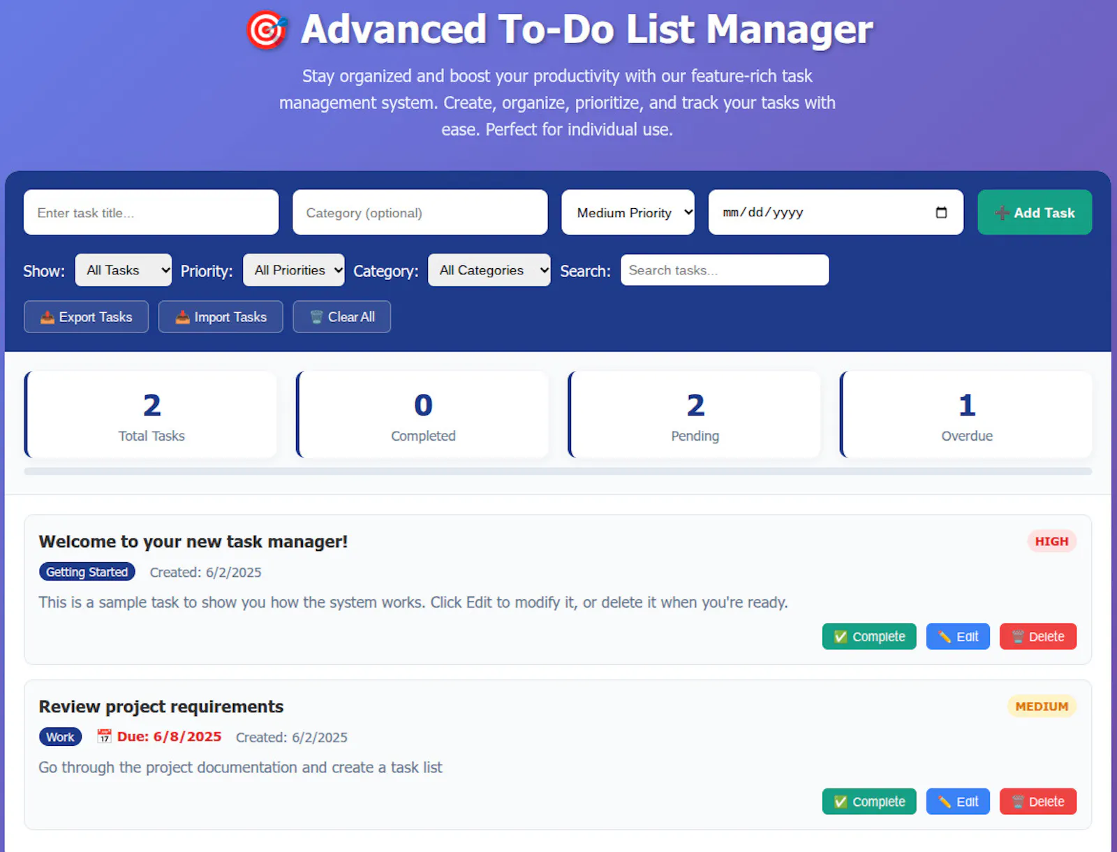 FreeWWW To-Do List Manager screenshot 1