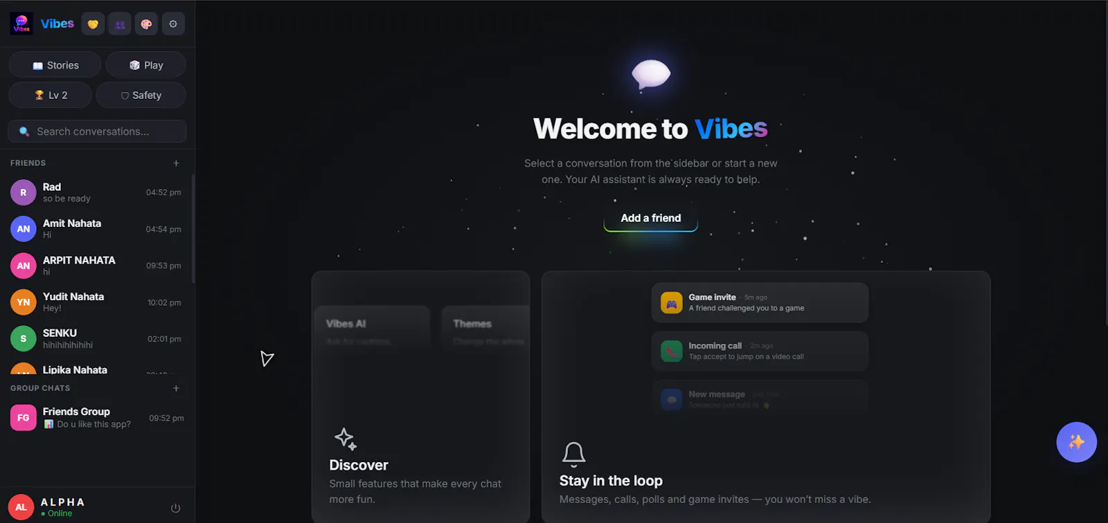 Vibes — Chat screenshot 1