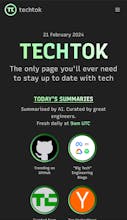 「TechTok」のテキストと、スタイリッシュなテックアイコンが特徴のTechTokロゴの画像です。