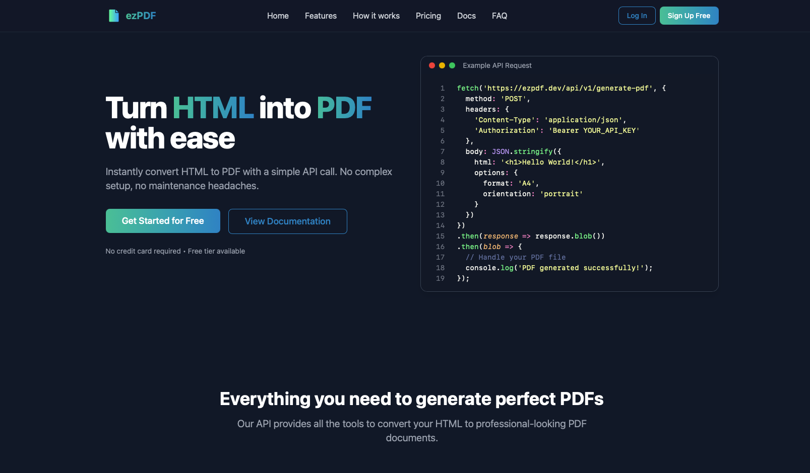 ezPDF - HTML to PDF API gallery image