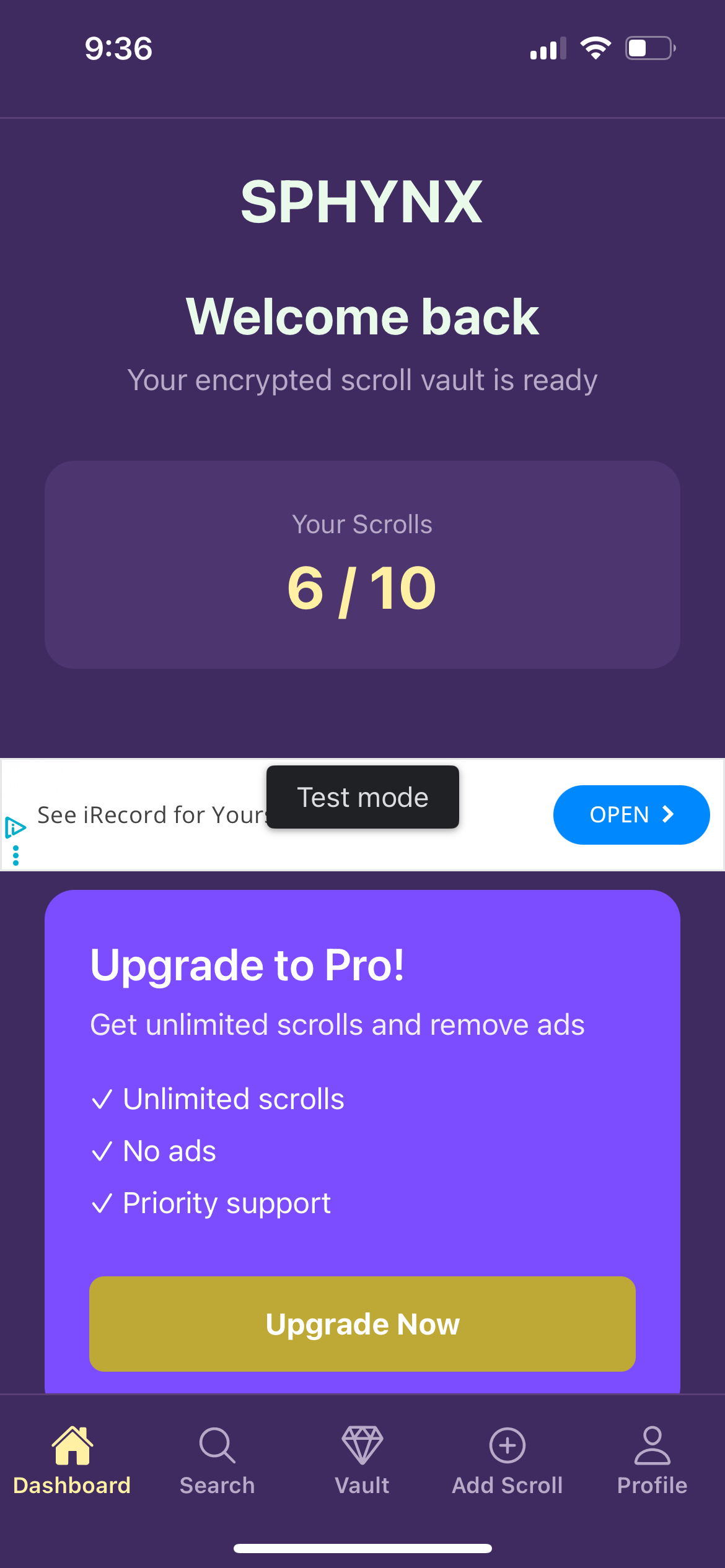 SPHYNX Vault for iOS! - Screenshot 5 showing product features and functionality