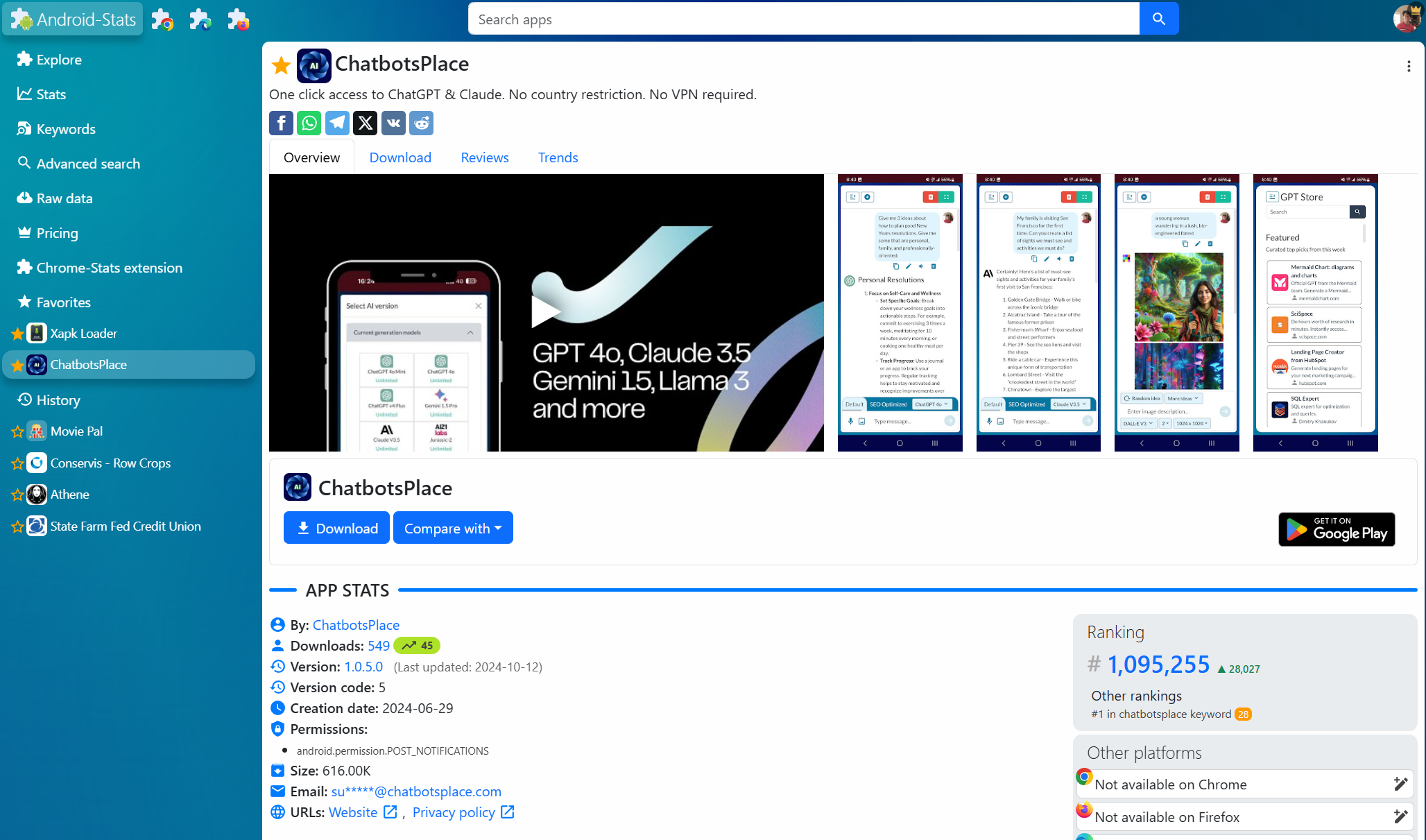 وسائط Android-Stats - قم بتنزيل Android APKs وتحليل تطبيقات Android 2