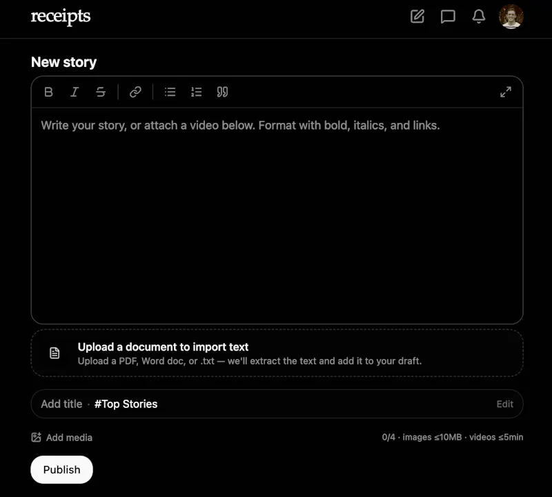Receipts screenshot 2