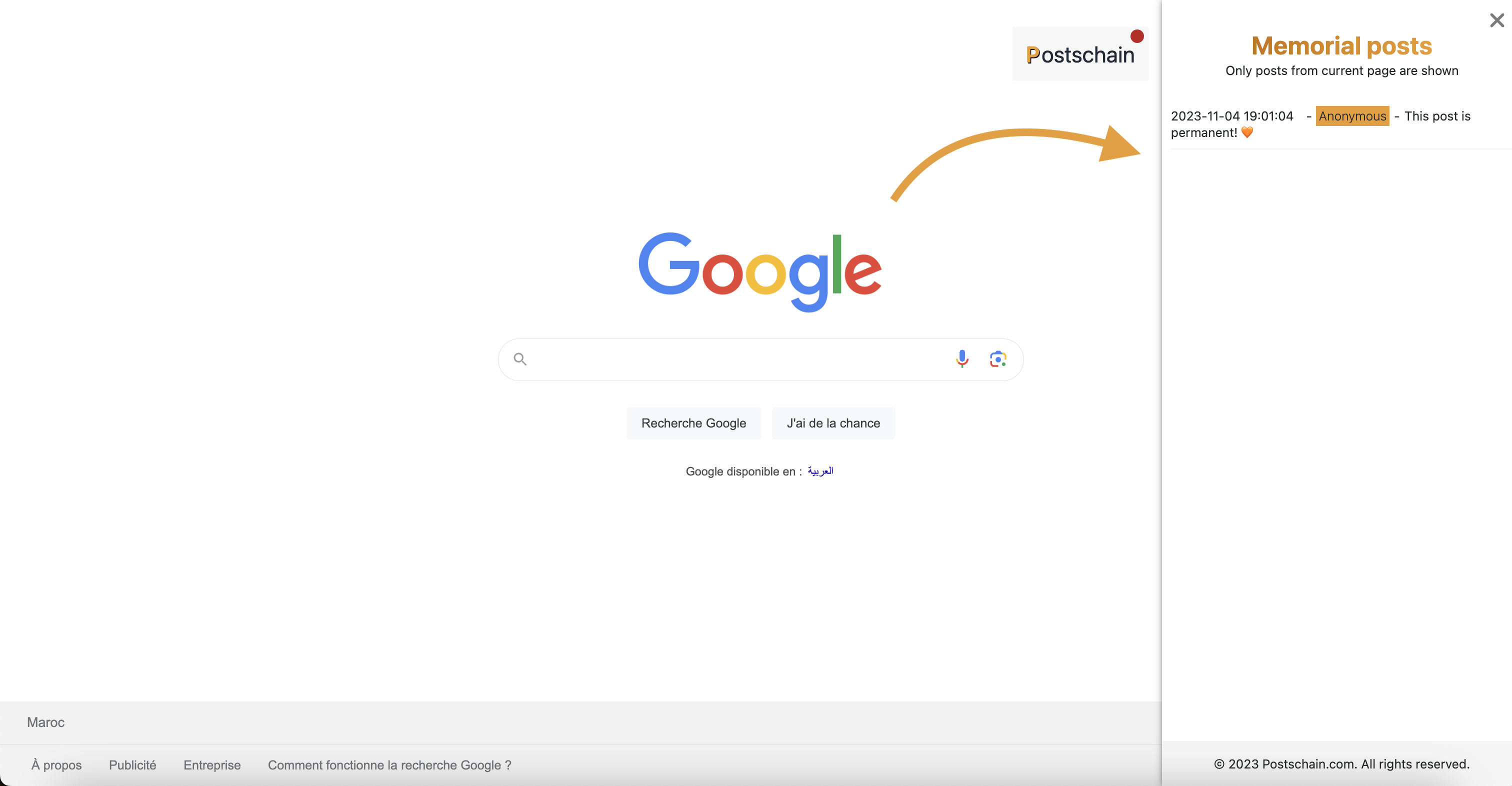Postschain - Post permanent comments, reviews or messages on any website media 2