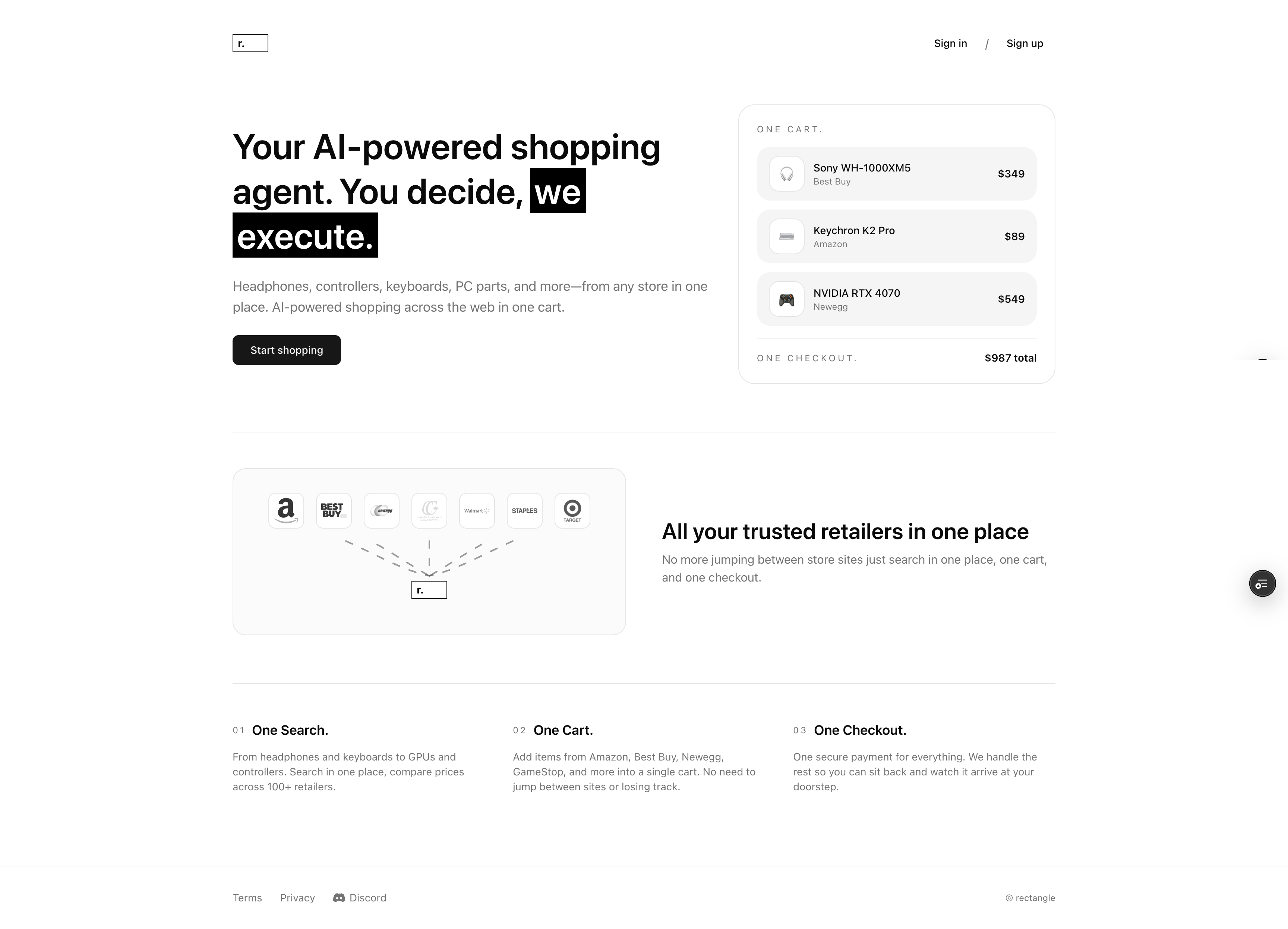 Rectangle - Single Checkout for the Web - Main product screenshot demonstrating key features and user interface