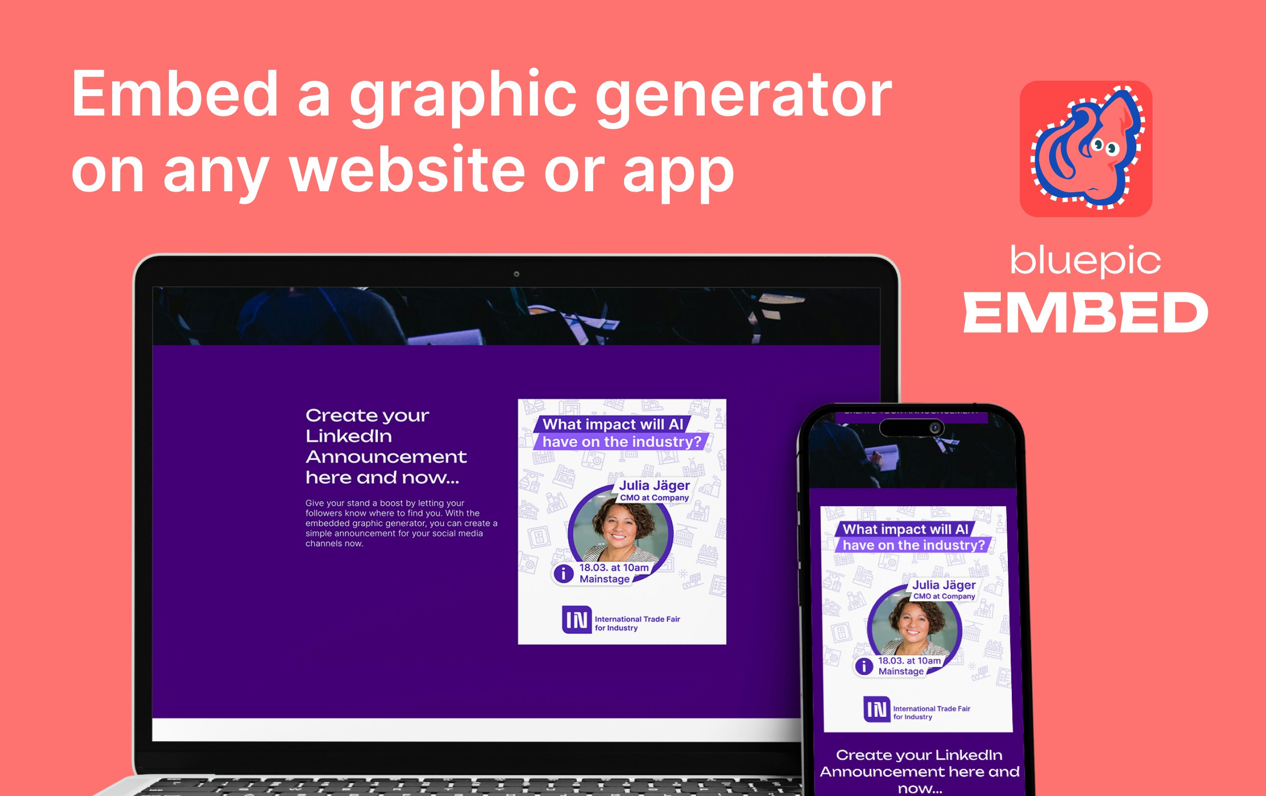 Incorporato bluepico - Incorporare generatori grafici di facile utilizzo su qualsiasi sito Web o app media 2