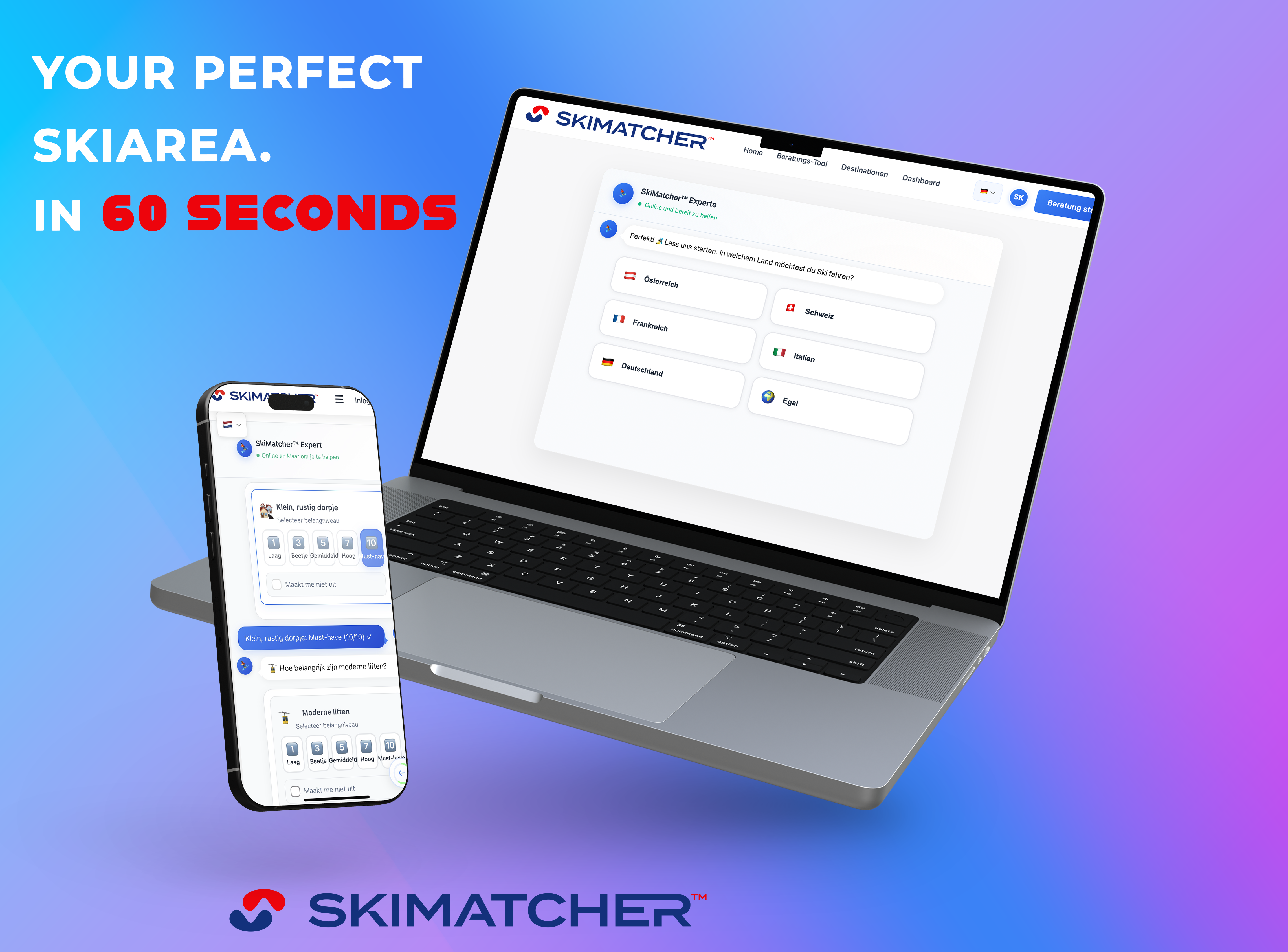 SkiMatcher - Main product screenshot demonstrating key features and user interface