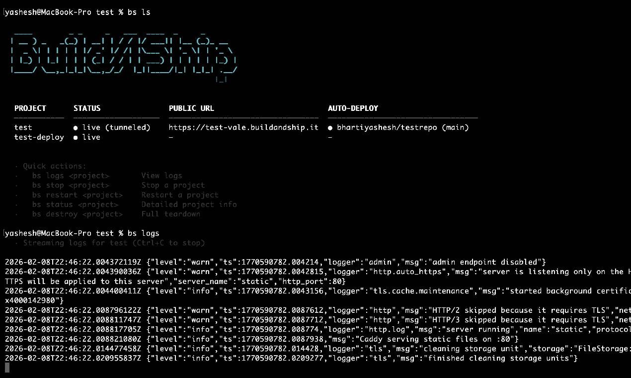 Build & Ship — You vibe it. We ship it. - Screenshot 3 showing product features and functionality