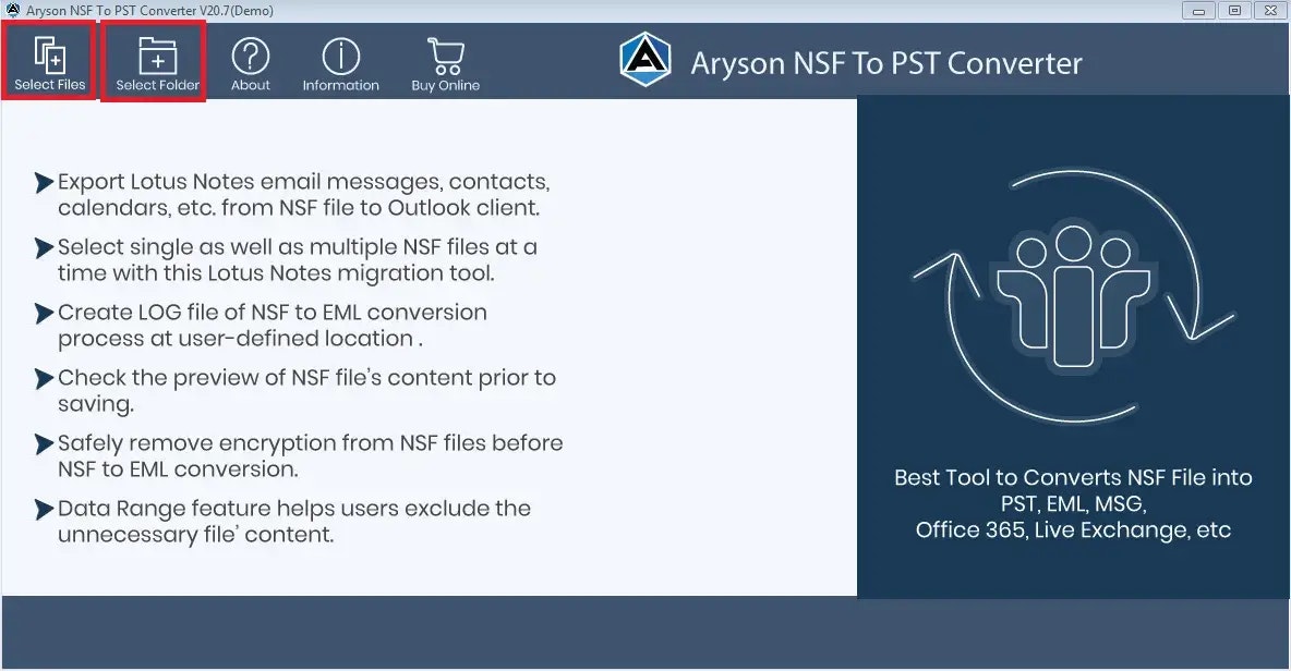 Note di loto convertitore NSF - Converti i file NSF in più formato file e client di posta elettronica media 1