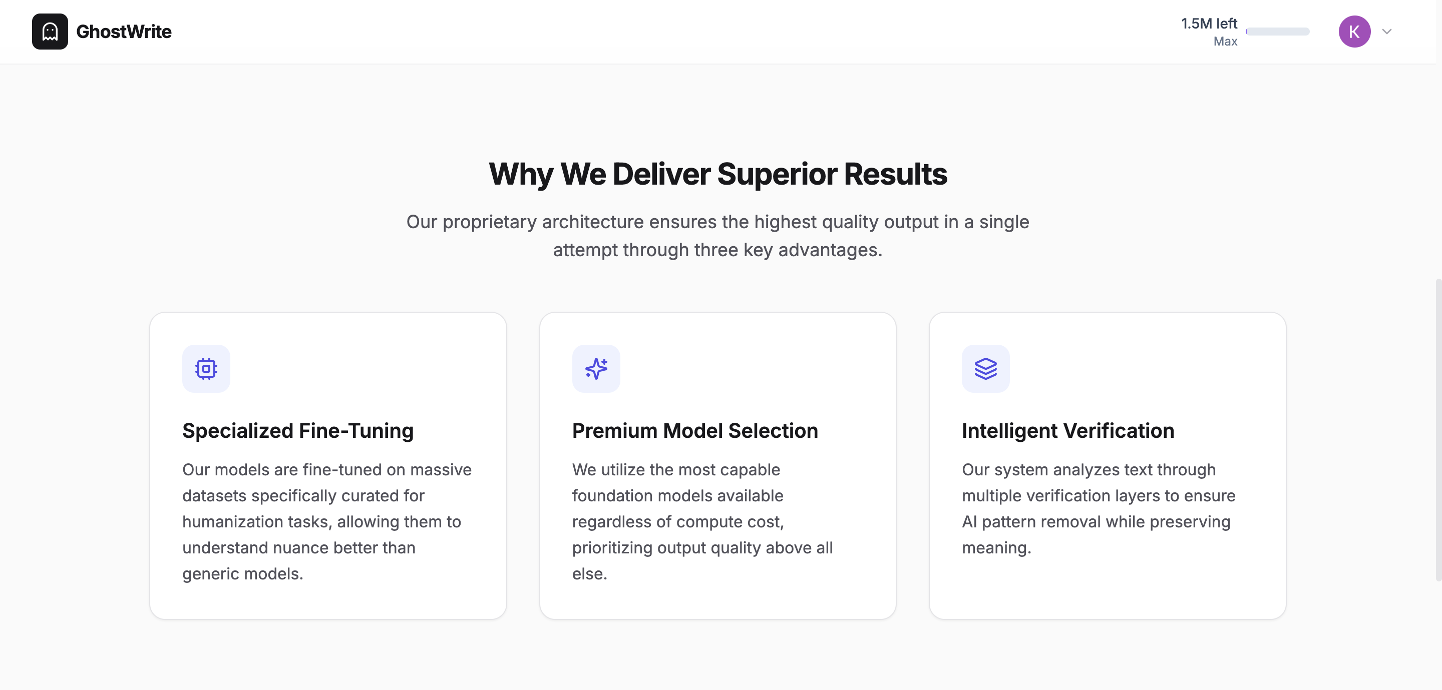 GhostWrite - Screenshot 2 showing product features and functionality