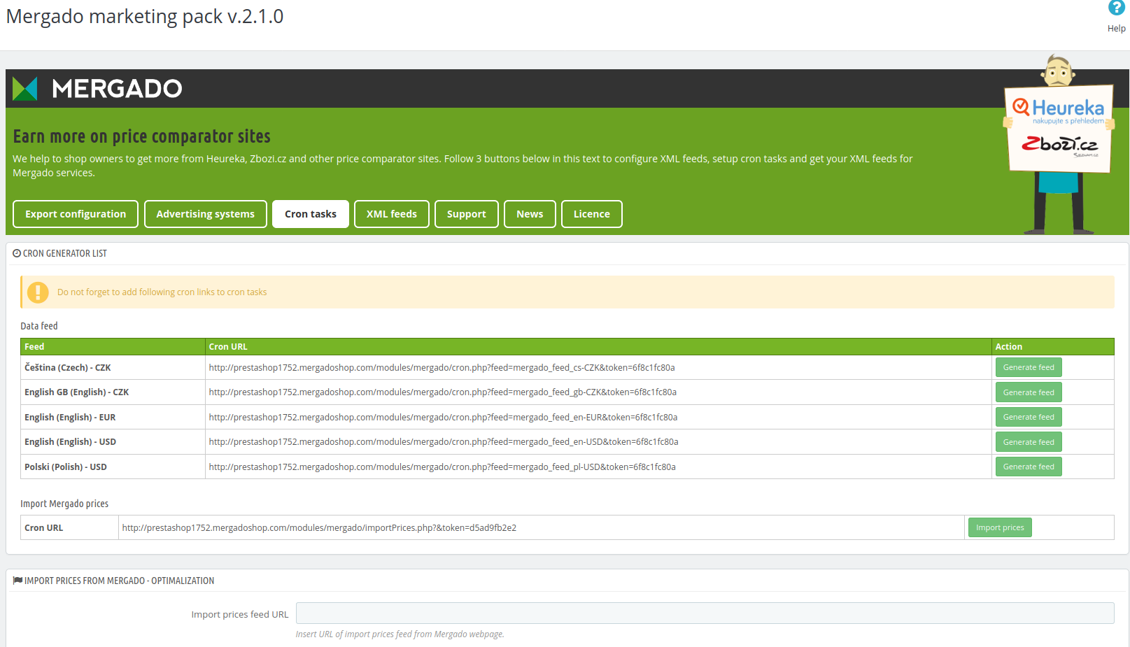 Mergado Pack module for PrestaShop gallery image