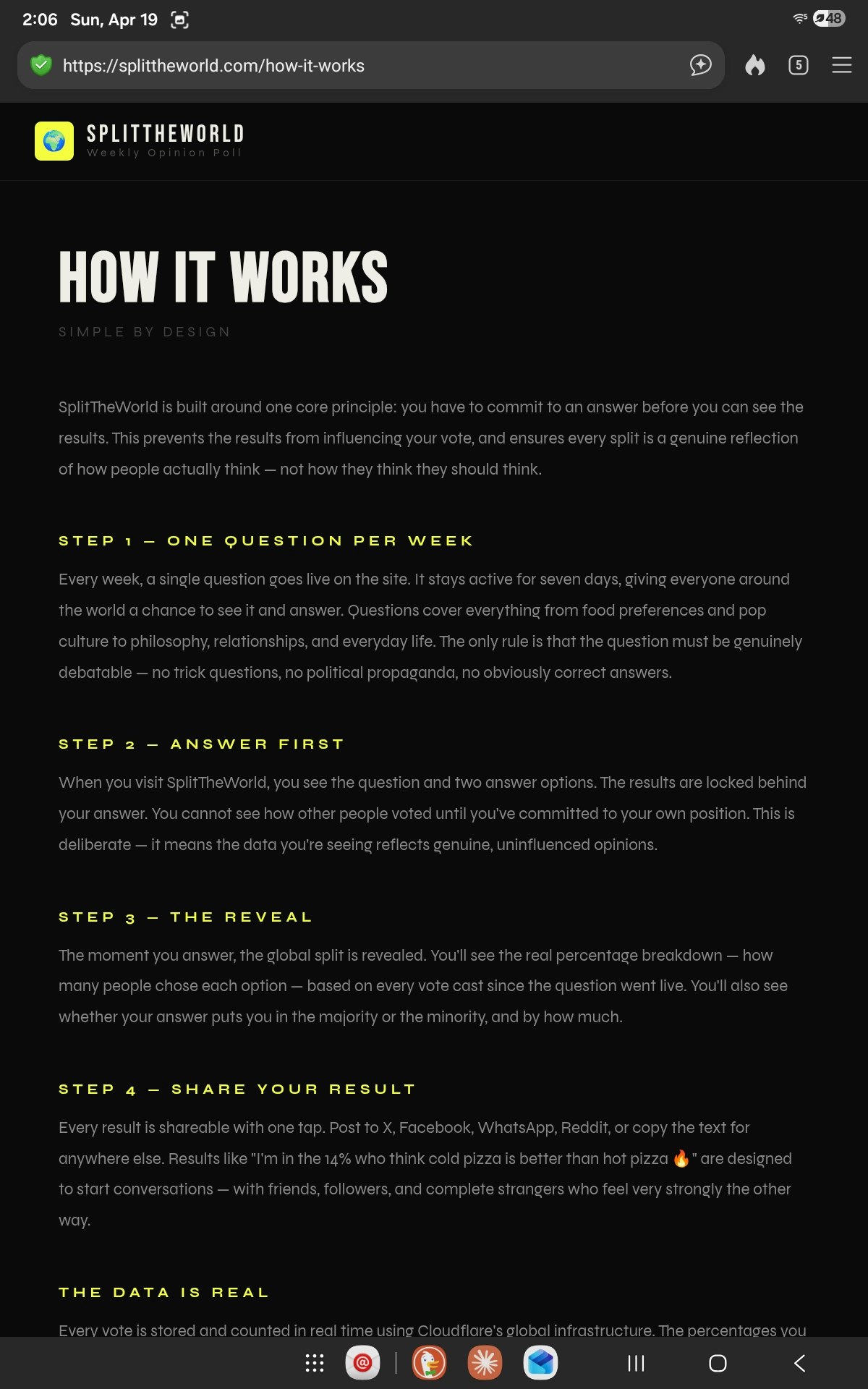 SplitTheWorld — Weekly Opinion Split gallery image