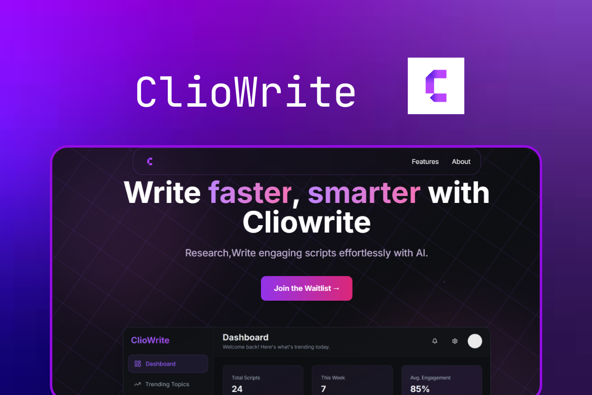 Média ClioWrite - Write scripts with AI like you chat with ChatGPT!! 1