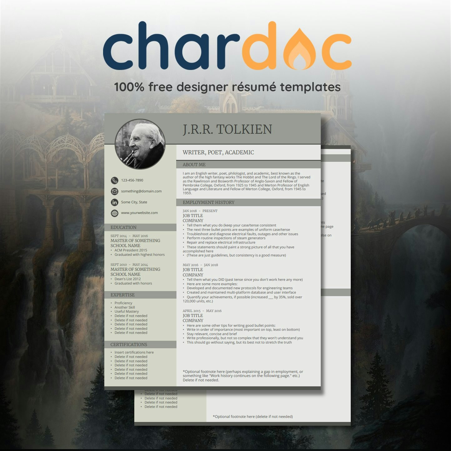 chardoc // résumé templates gallery image