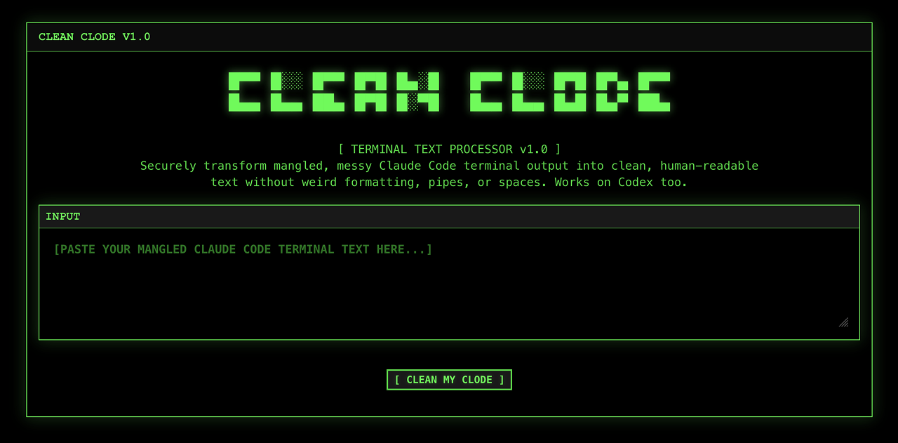 Clean Clode - Screenshot 2 showing product features and functionality