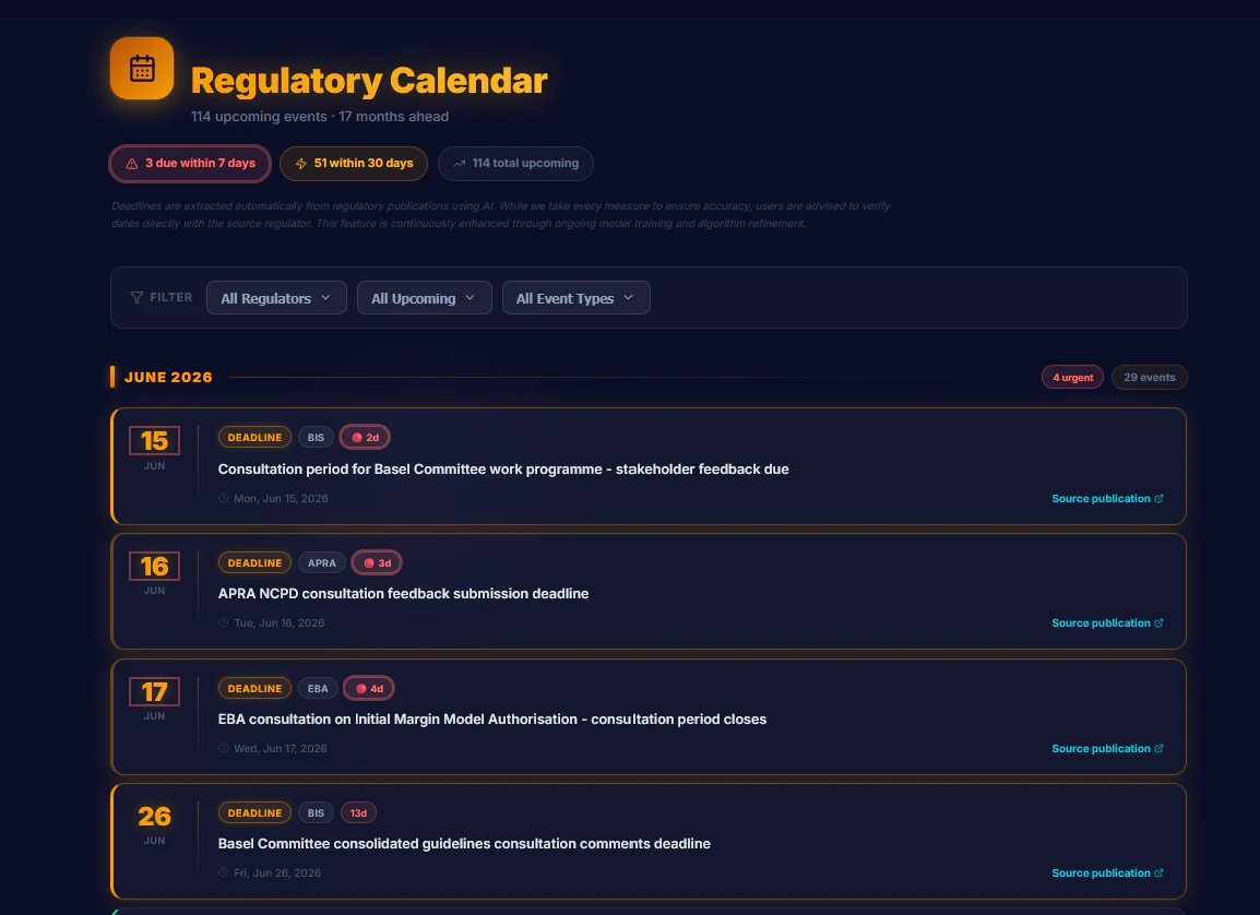 Regulatory Intelligence Terminal screenshot 4