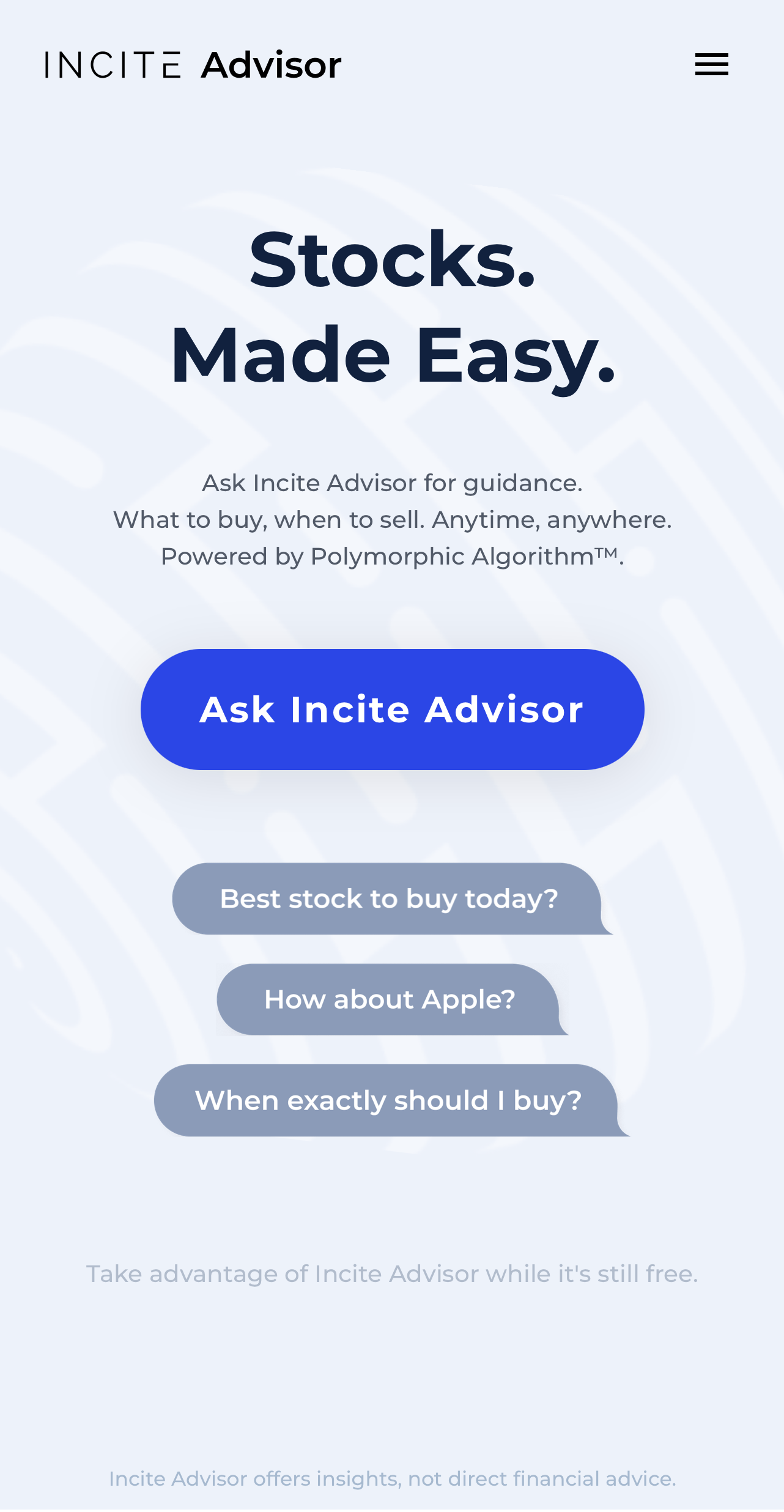 startuptile Incite Advisor-Ask Incite Advisor anything about stocks