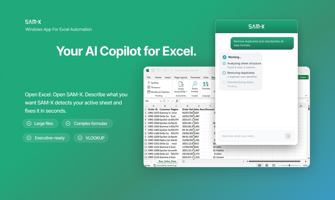 SAM-X - Main product screenshot demonstrating key features and user interface