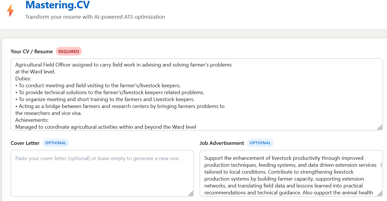 Mastering.CV — Instant CV Upgrade - Main product screenshot demonstrating key features and user interface