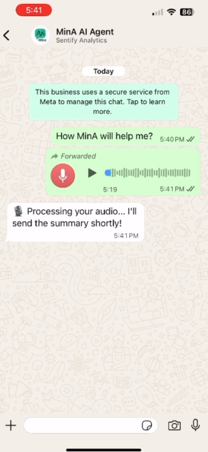 MinA – AI Meeting Assistant on WhatsApp gallery image