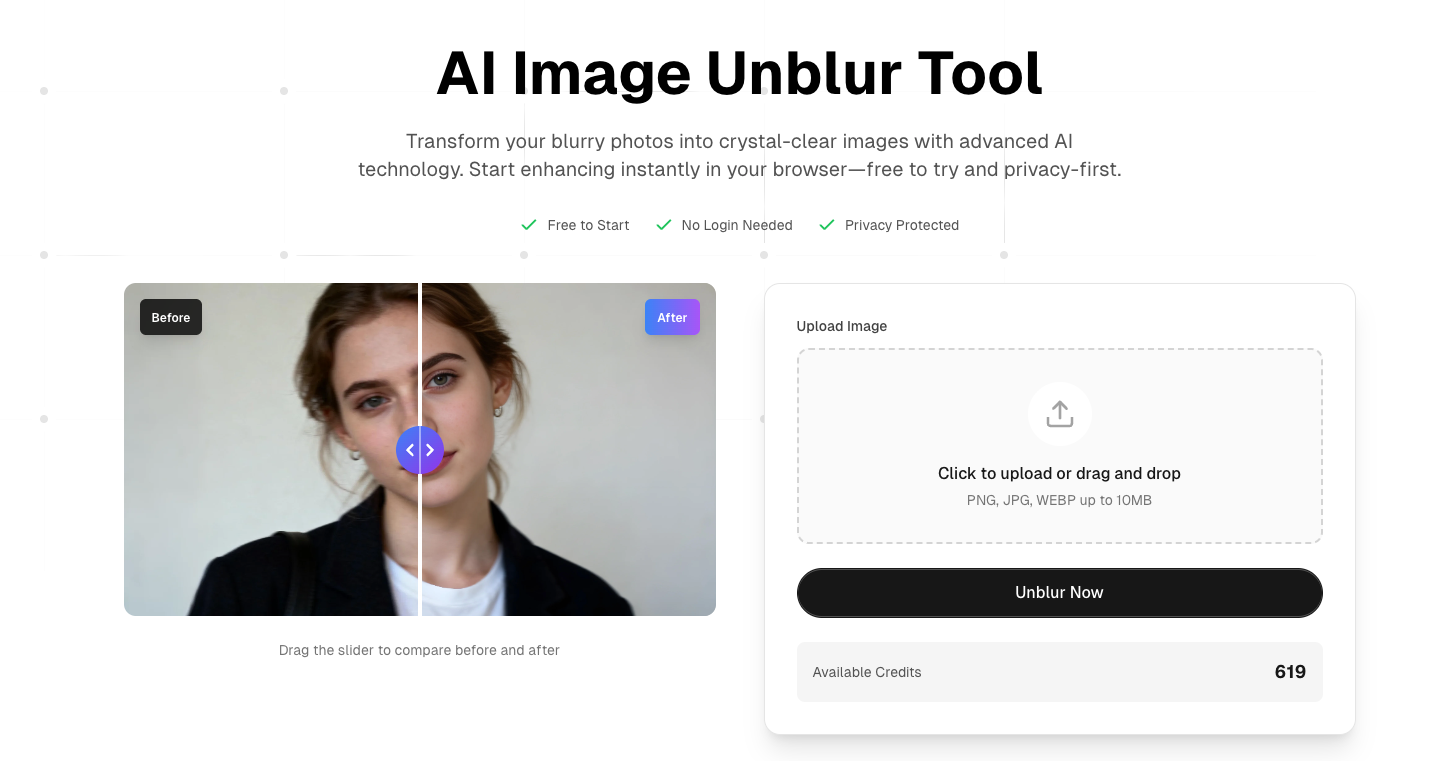 ImgUnblur - Screenshot 2 showing product features and functionality