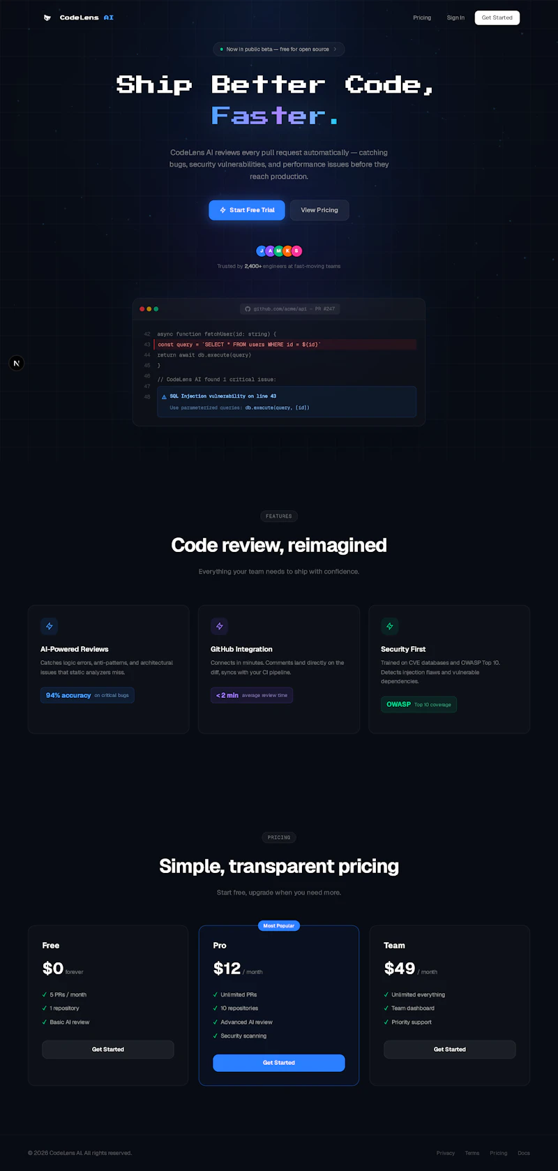Codelens Mission CodeLens AI - AI-powered code review for every pull request | Product ...