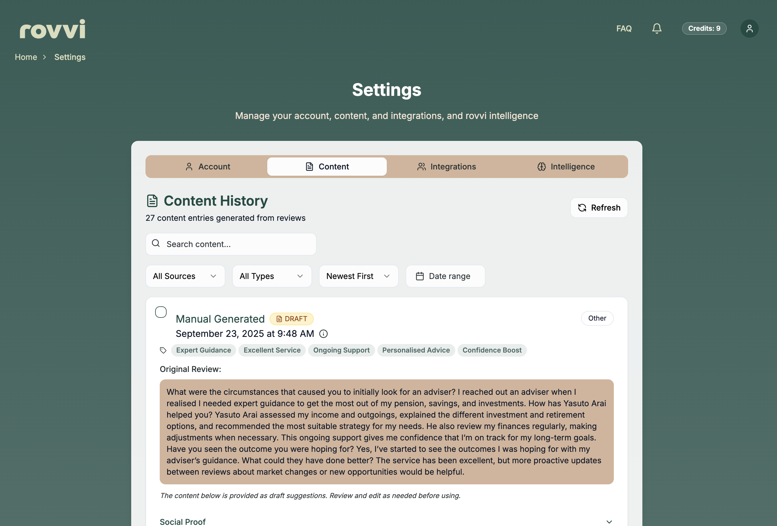 vagante - Trasformare automaticamente le recensioni dei clienti in contenuti di marketing media 4