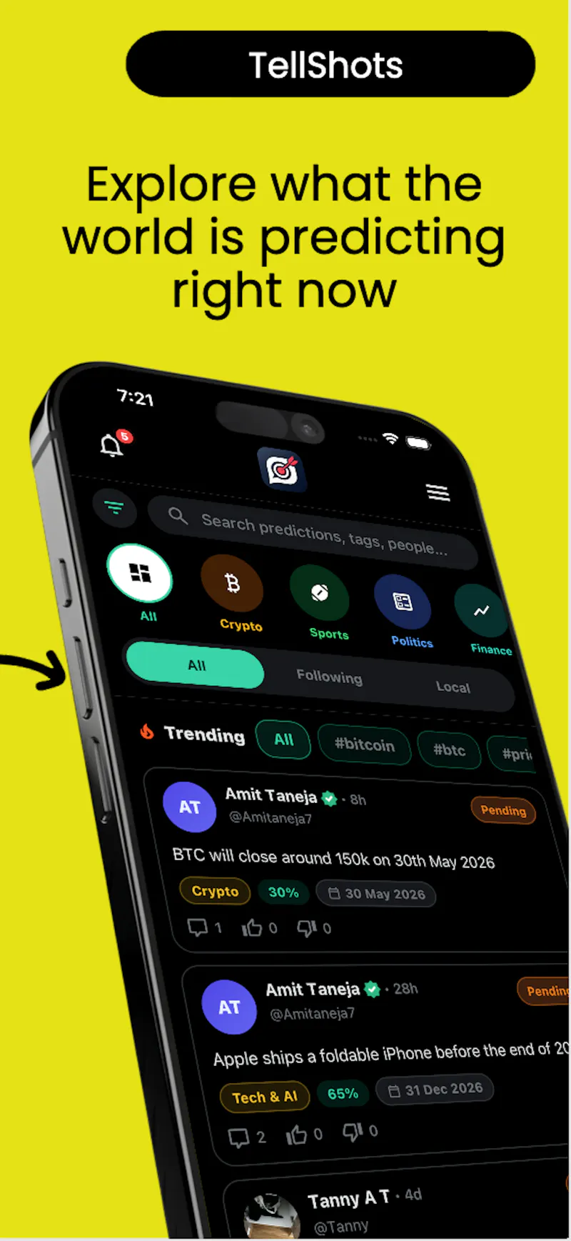 TellShots - Social forecasting platform screenshot 2