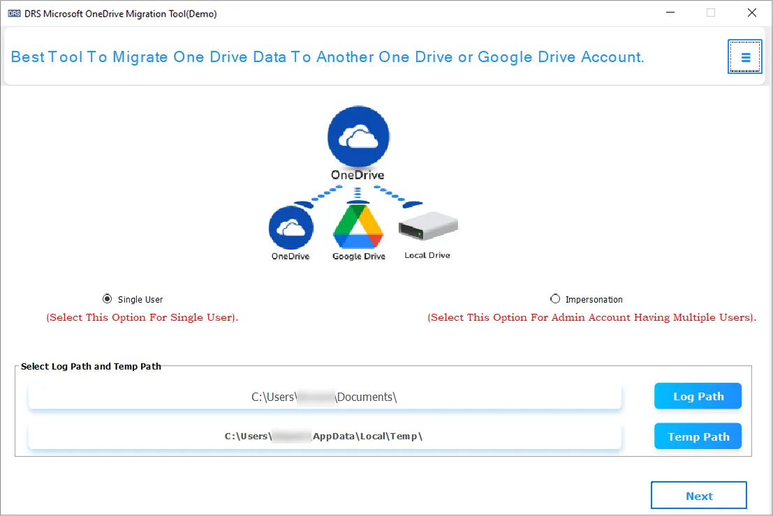 Công cụ sao lưu DRS Softech OneDrive media 2