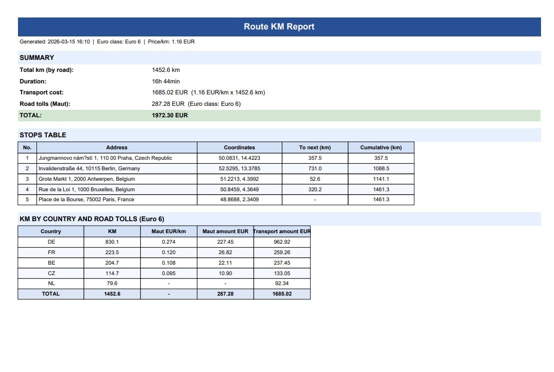 RouteCalc - Screenshot 5 showing product features and functionality