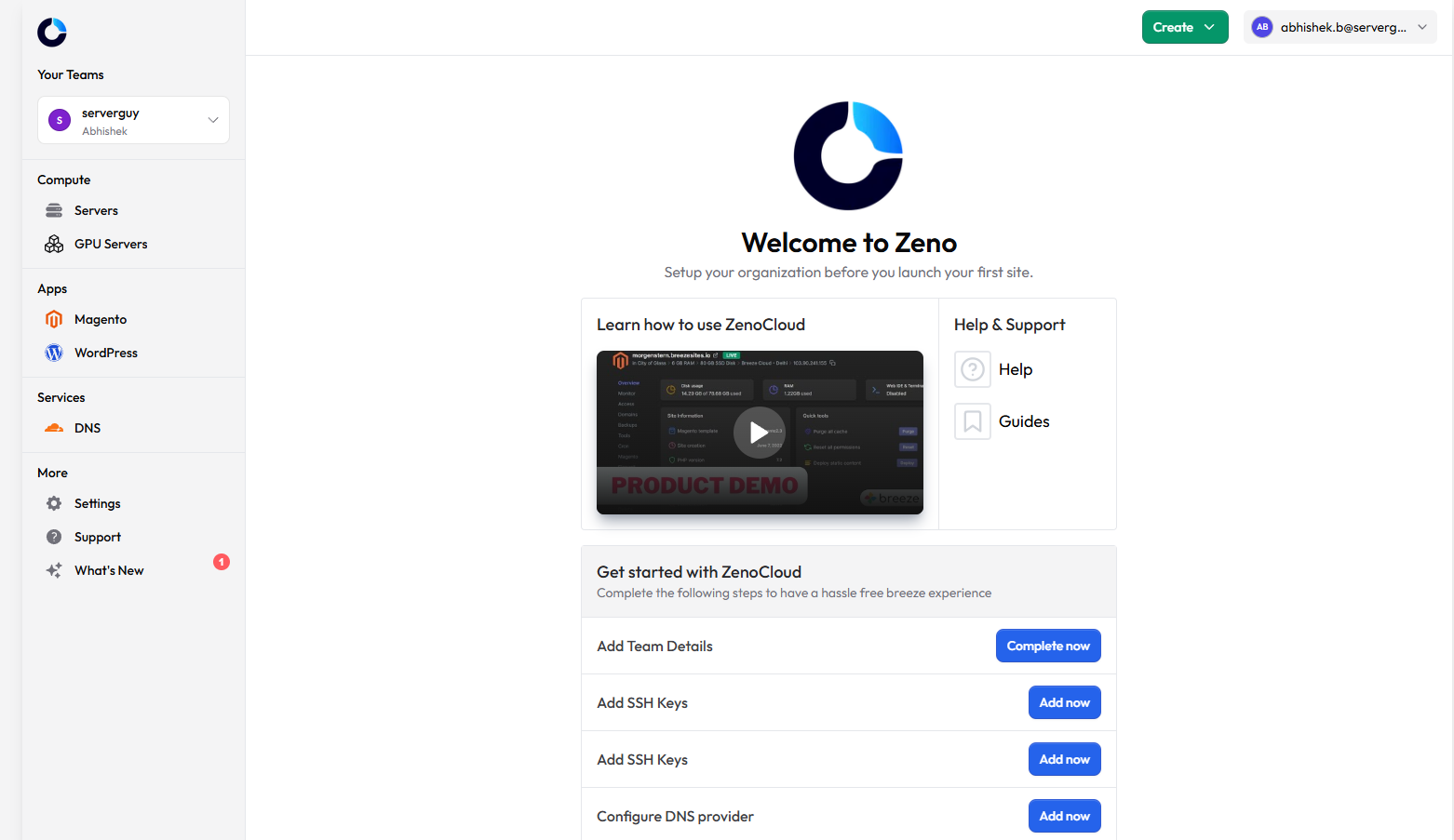 ZenoCloud - Main product screenshot demonstrating key features and user interface