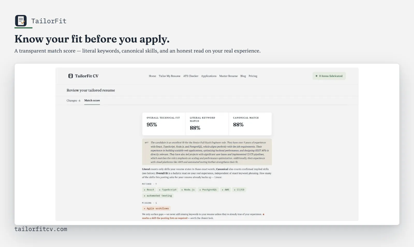 TailorFit CV screenshot 3