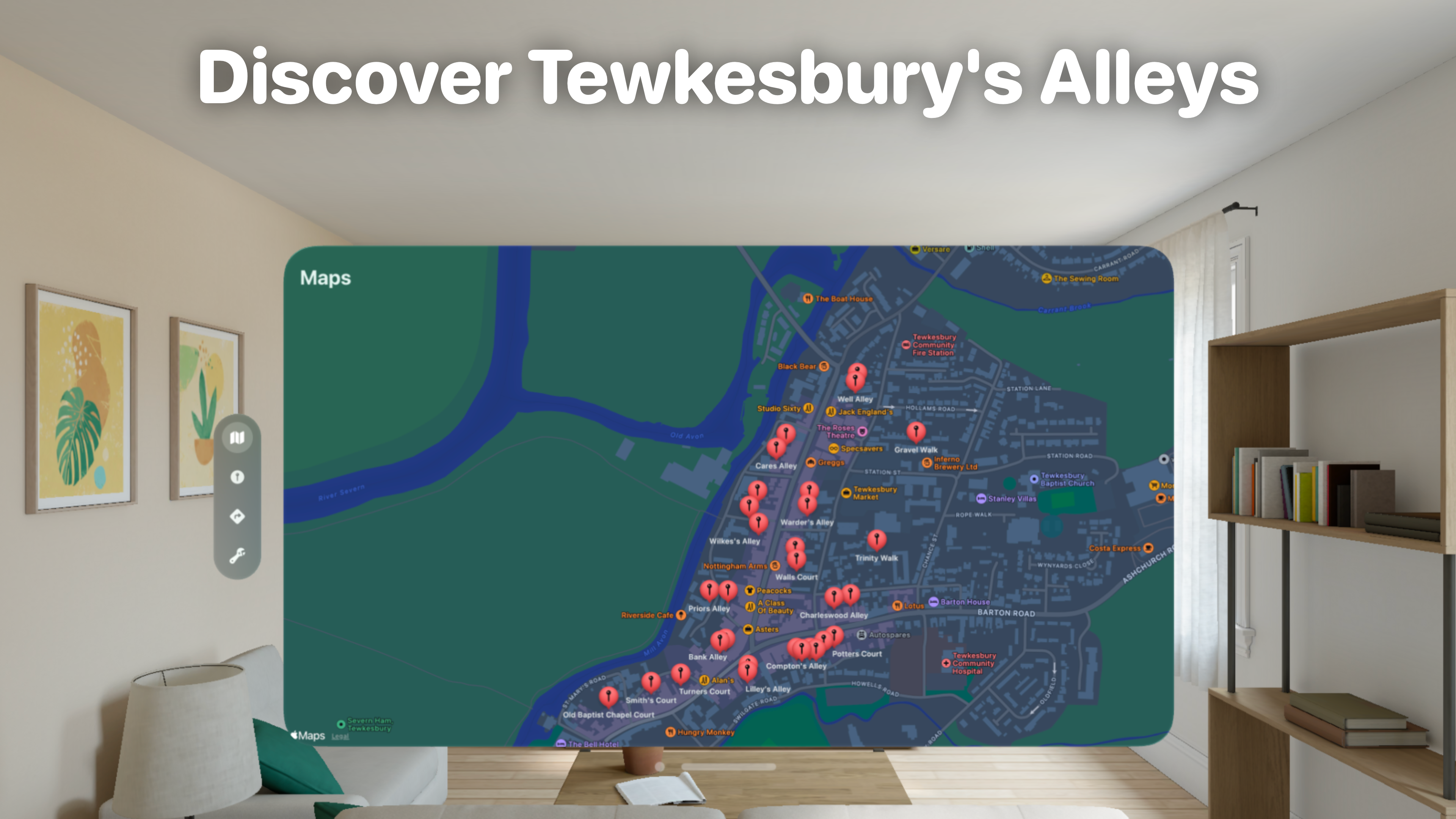Alleycat de Proyecto - Explore los callejones históricos de Tewkesbury en Vision Pro media 2