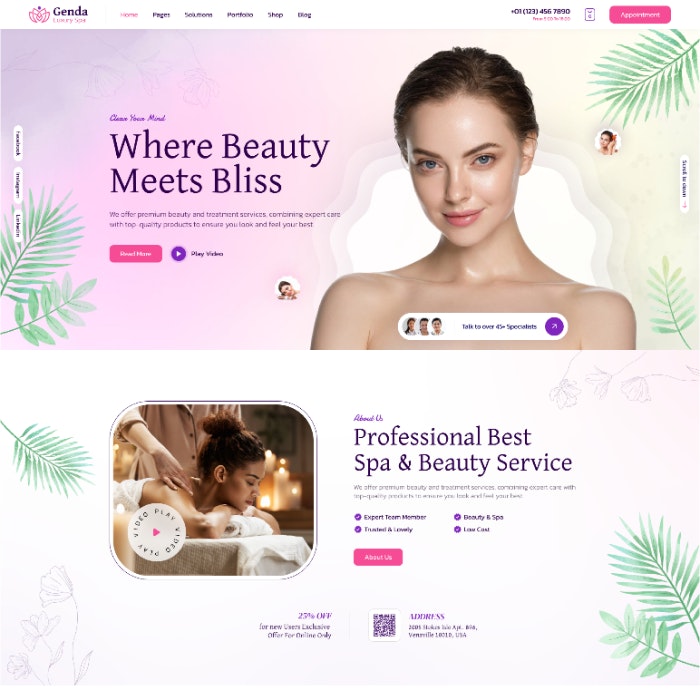 Genda |Schoonheids- en huidverzorgingswebsite - Elegante bootstrap -sjabloon voor schoonheids- en huidverzorgingsmerken media 2