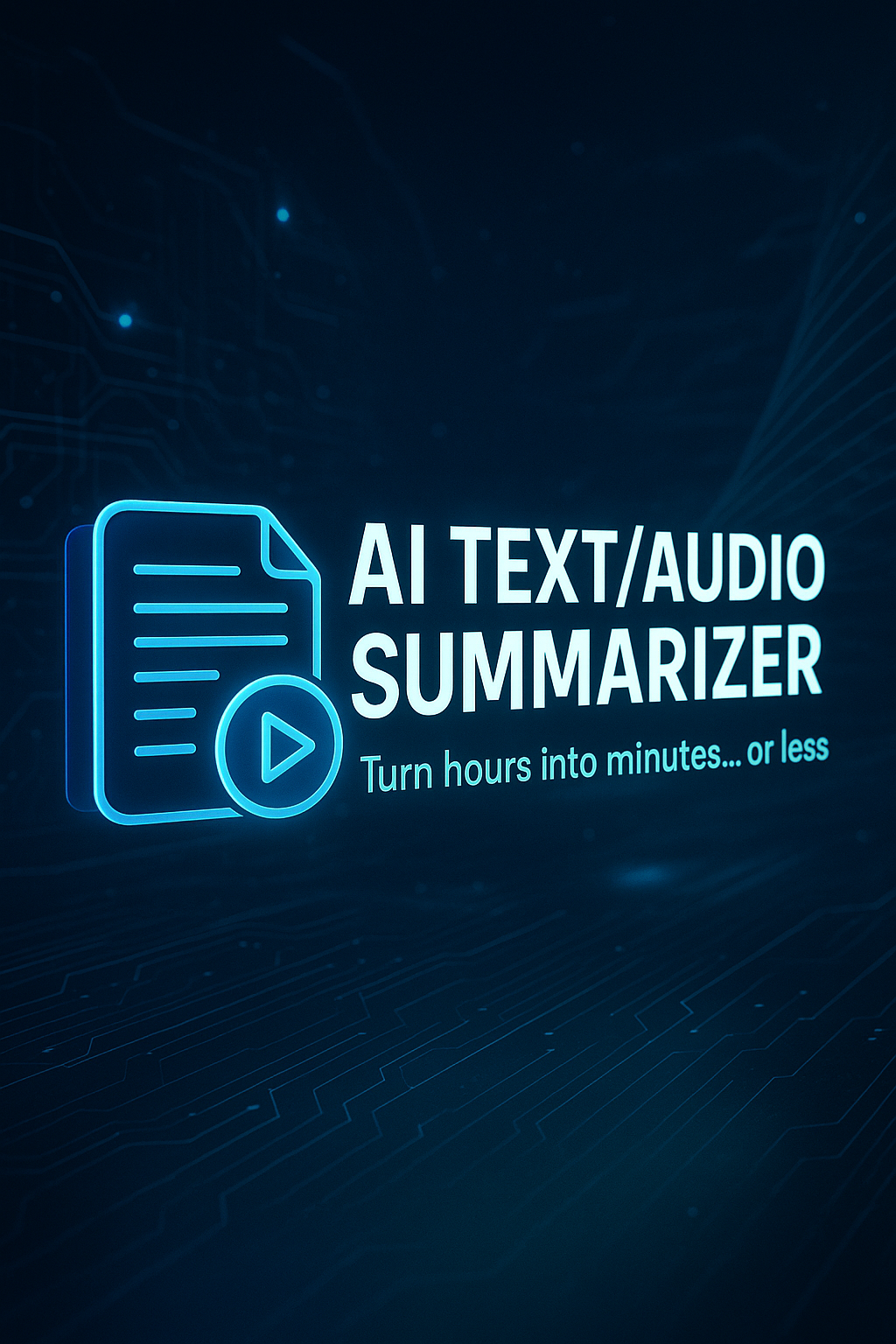 AI Text/Audio Summarizer - Main screenshot showing features and interface