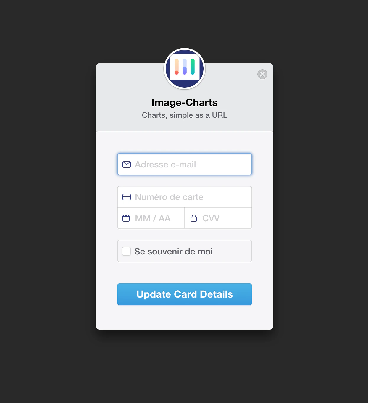 Stripe payment update page