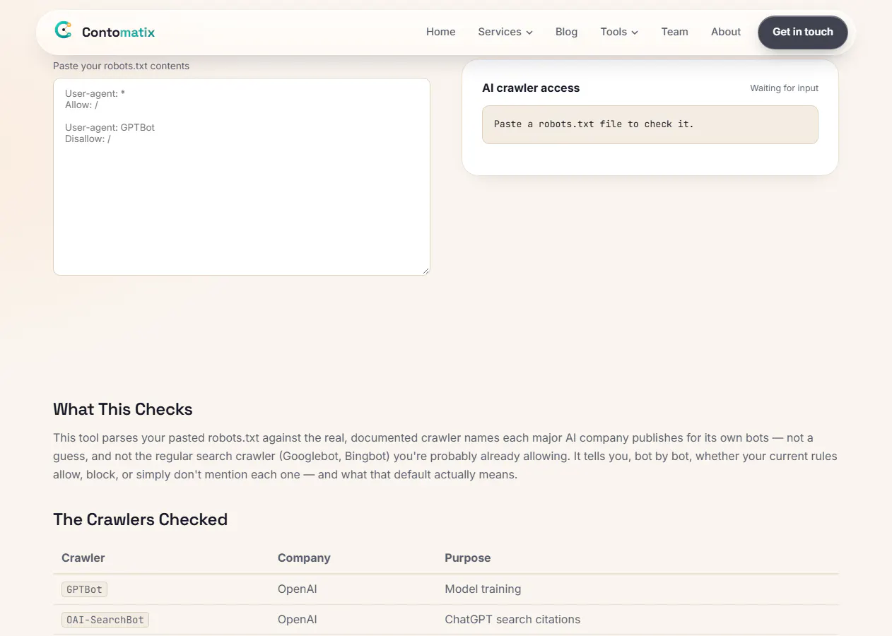 Contomatix LLM SEO Checker gallery image