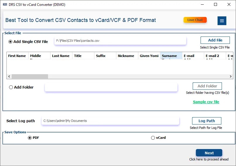 迁移到VCARD转换器的CSV - 可靠的软件将CSV文件转换为VCARD格式媒体1
