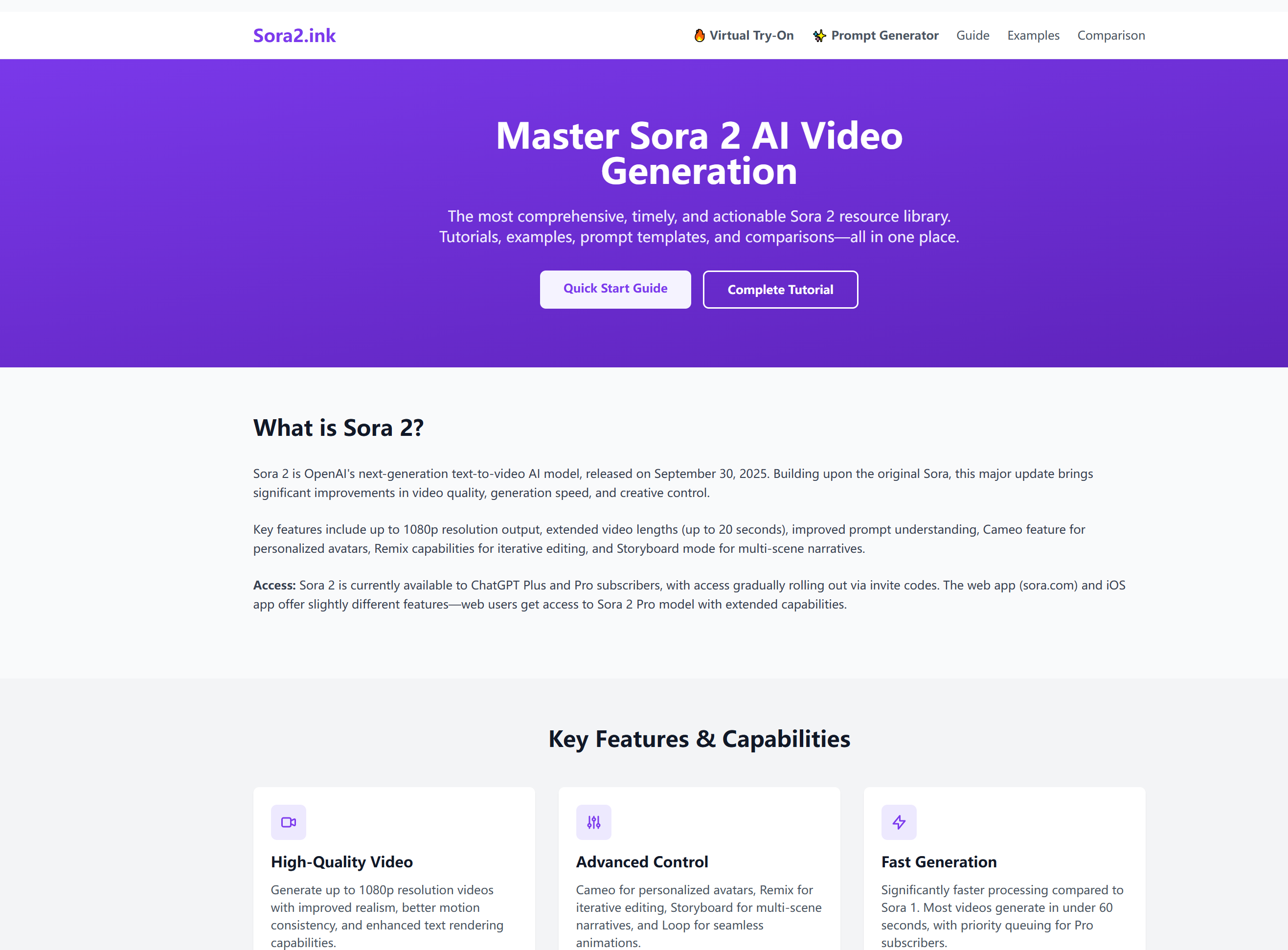 Sora 2 Guide - Main product screenshot demonstrating key features and user interface