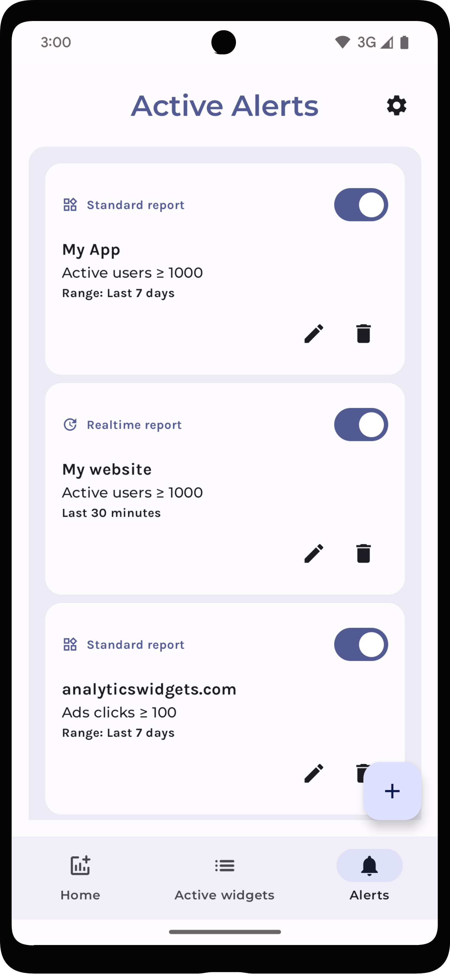 Widgets e alertas de análise para Android media 10
