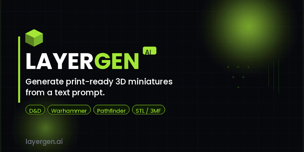 LayerGen AI:透過文字或圖片生成可直接列印的龍與地下城微縮模型