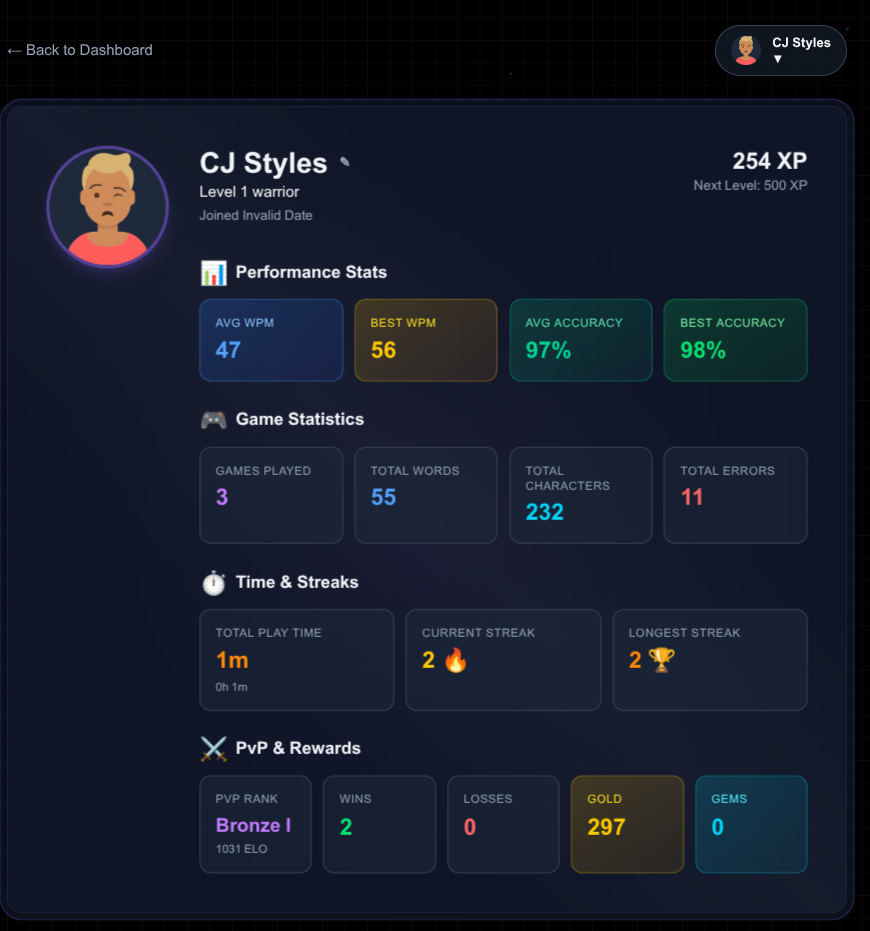 TypeQuest - Main product screenshot demonstrating key features and user interface