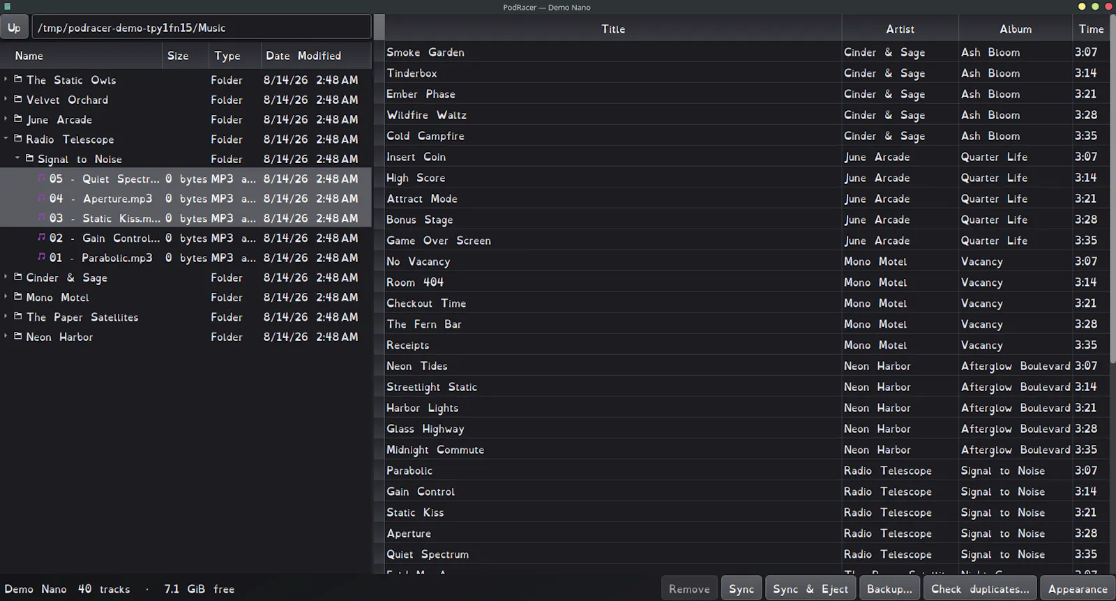 PodRacer: Manage your iPod on Linux. screenshot 3