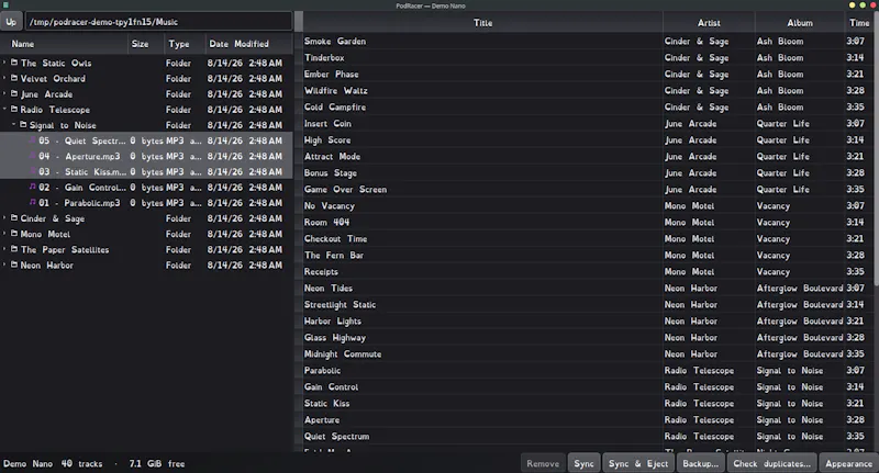 PodRacer: Manage your iPod on Linux. screenshot 3