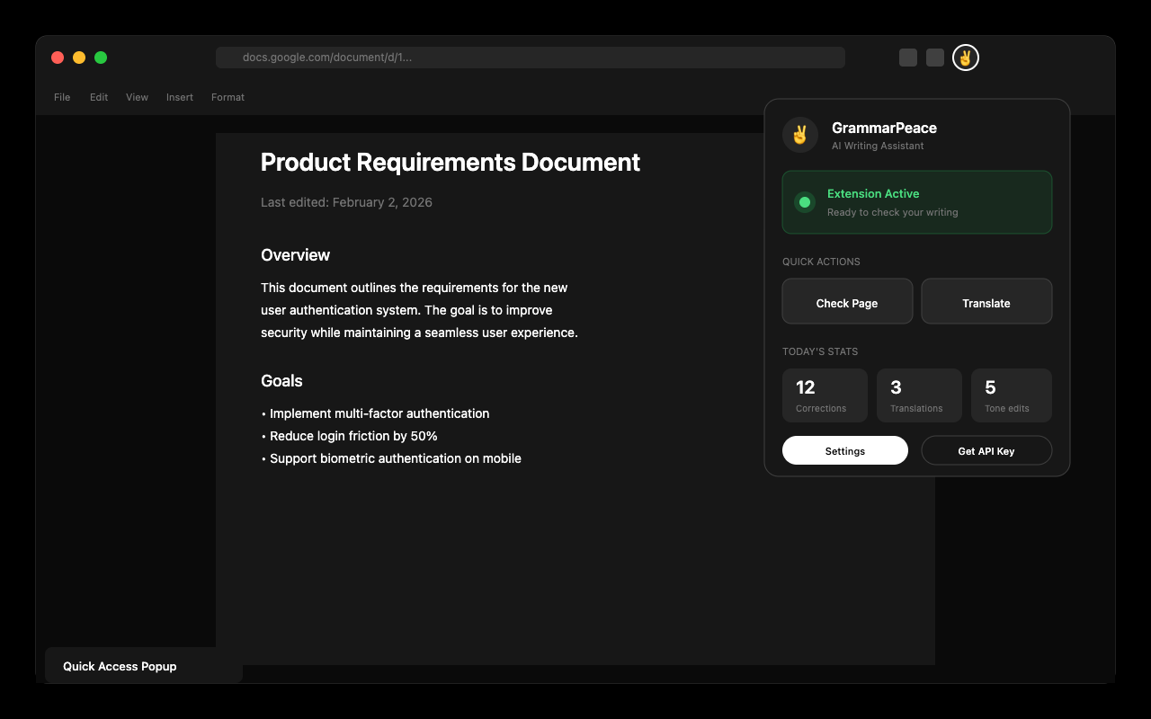 GrammarPeace - The $0 Grammarly Killer - Screenshot 5 showing product features and functionality