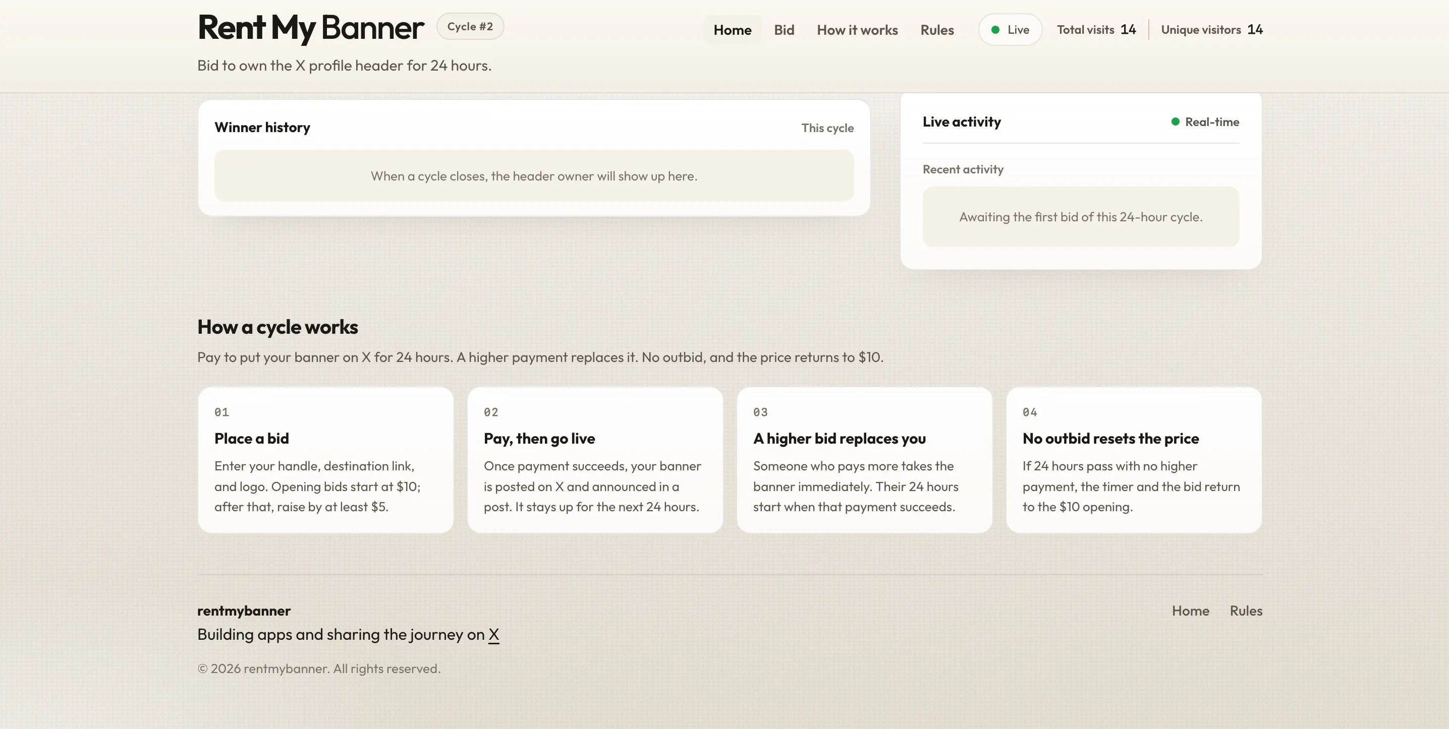 RentMyBanner — Live X header auction gallery image