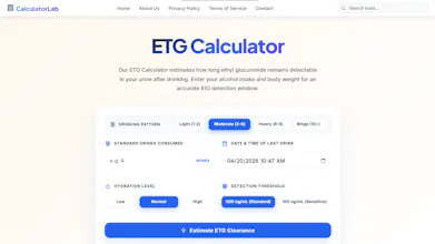 ETG Calculator (Alcohol Detection Tool) gallery image
