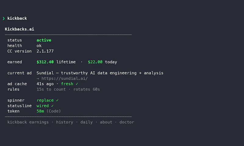Kickbacks CLI screenshot 2